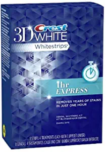 CREST WHITE 3D 1 HEURE DE BLANCHIMENT DE BLANCHIMENT DES DENTS EXPRESS 8 BANDES 4 TRAITEMENTS